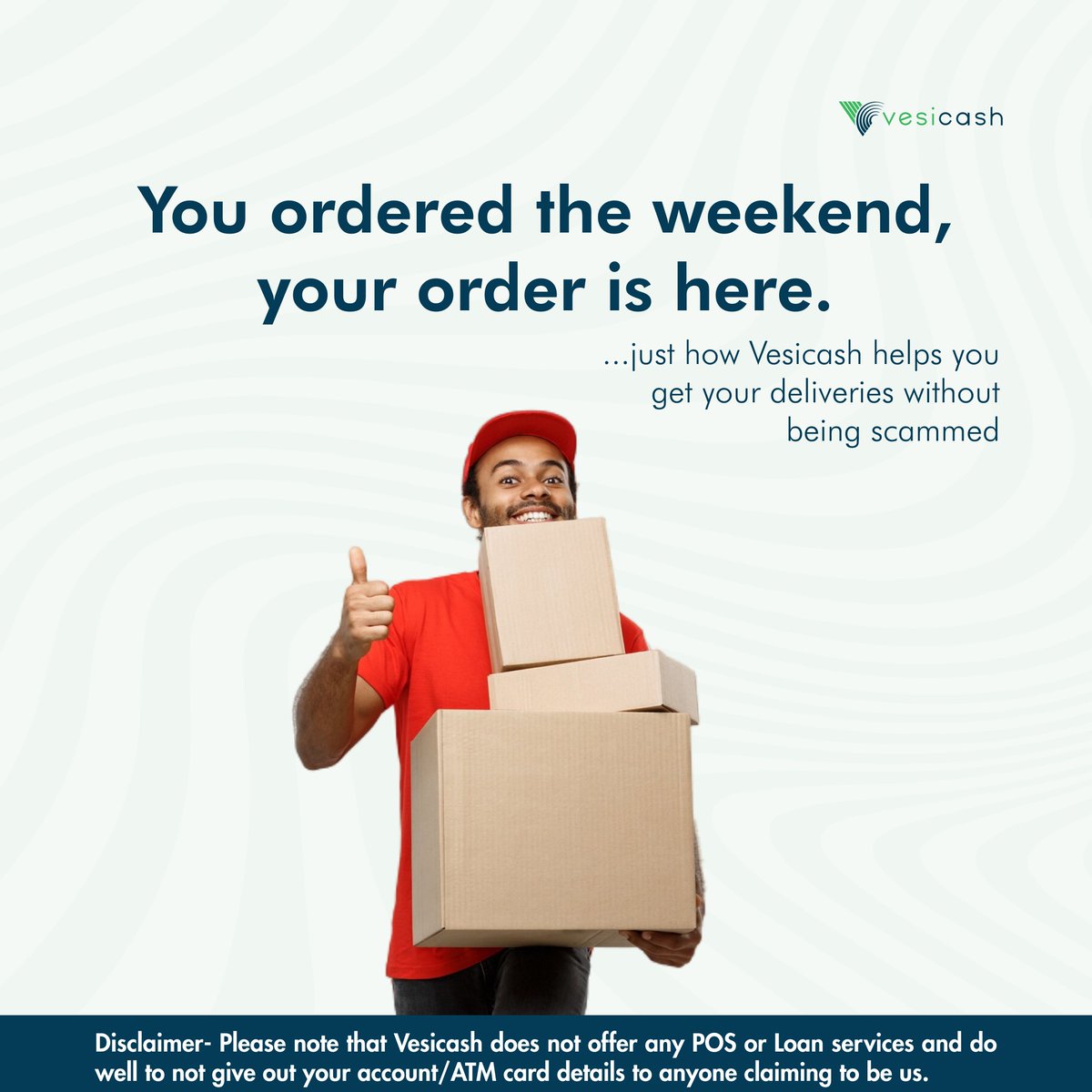 Vesicash's tweet photo. You ordered a weekend escape. Your order is here! π¦ Ready to hit pause and recharge? This is your sign. Exactly how Vesicash helps with payment processing #weekendvibes #mor #escrow #yourorderisready #metime #relaxationmode #weekendgetaway #vesicash https://t.co/P9pT9XyolD