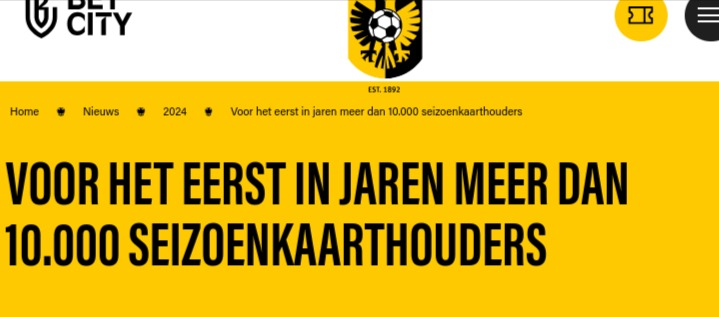 Bericht van JANUARI 2024. #Vitesse Dit betekent dus dat Vitesse nu, in Augustus, het hoogst aantal seizoenkaarten sinds jaren heeft verkocht! Nog maar een bewijs dat wij in Arnhem niet zaten te wachten op een stel voorbijgangers #Russen #Yankees #Chelsea