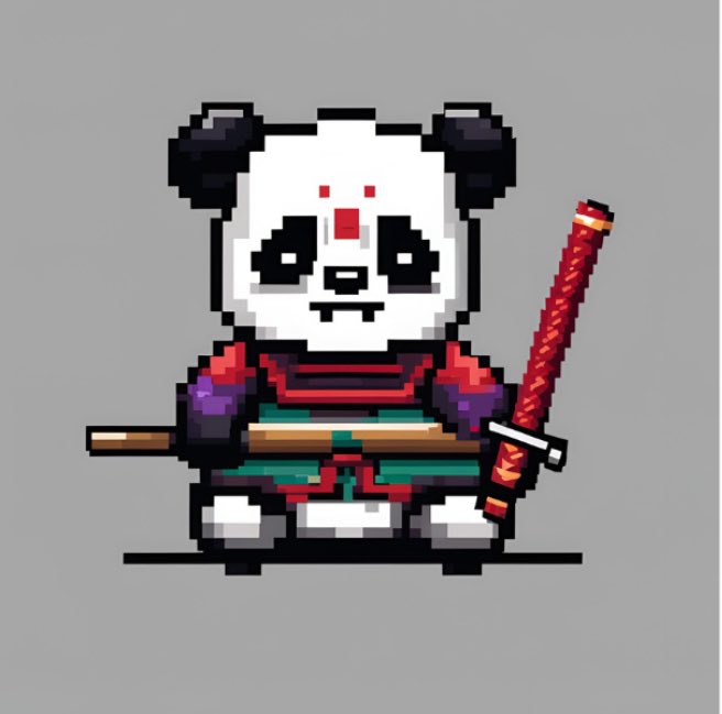 e_kakenai_yo's tweet image. Name
Bushi panda
concept
A panda with the heart of a samurai, he rules his territory with determination and conviction.
skill concept
A desperate charge
He's usually slow, but when he makes up his mind, he charges with all his might.
#PixelHeroesAdventure #Pixelart #bossdesign