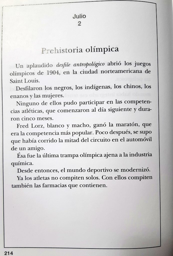 El Día de la Antropología ocurrió antes de los Juegos Olímpicos en San Luis, 1904. El objetivo era poner a prueba las cualidades atléticas de aquellos a quienes consideraban “inferiores”. Validar las tesis del racismo científico.
Lo contó <a href="/EduardoGaleano/">Eduardo Galeano</a>
(Los hijos de los días)🧵