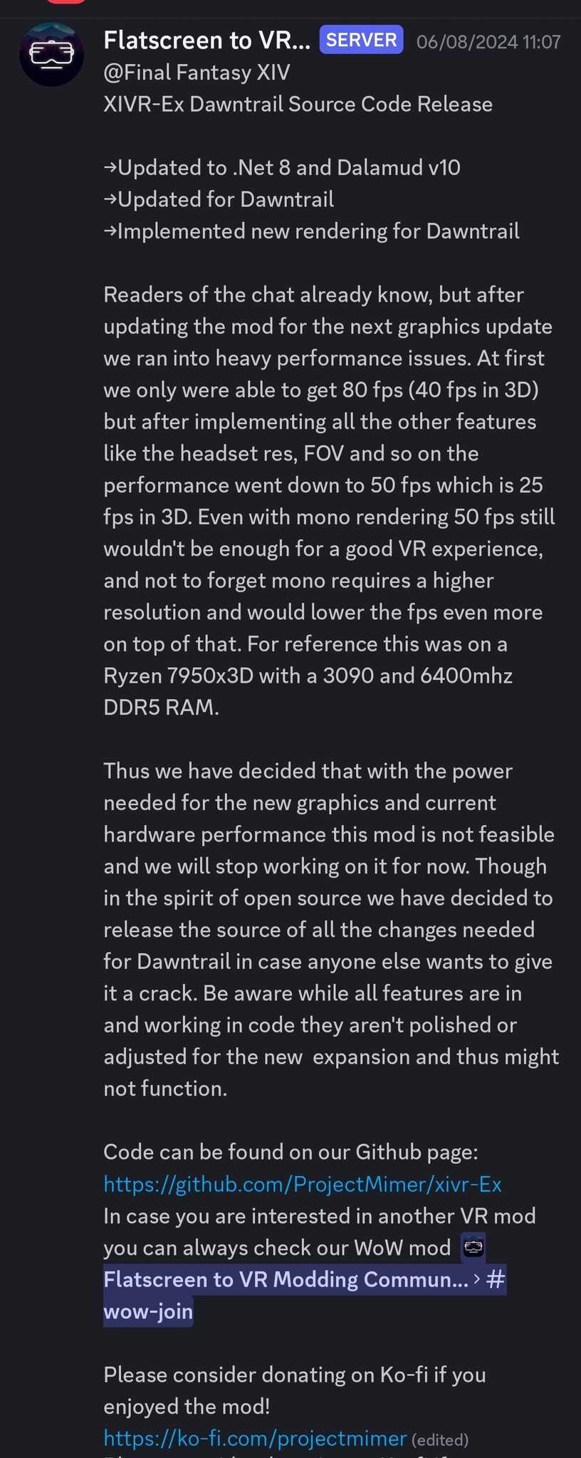 KroyVR on X: “RIP FFXIV VR :( I enjoyed my time playing FFXIV in 