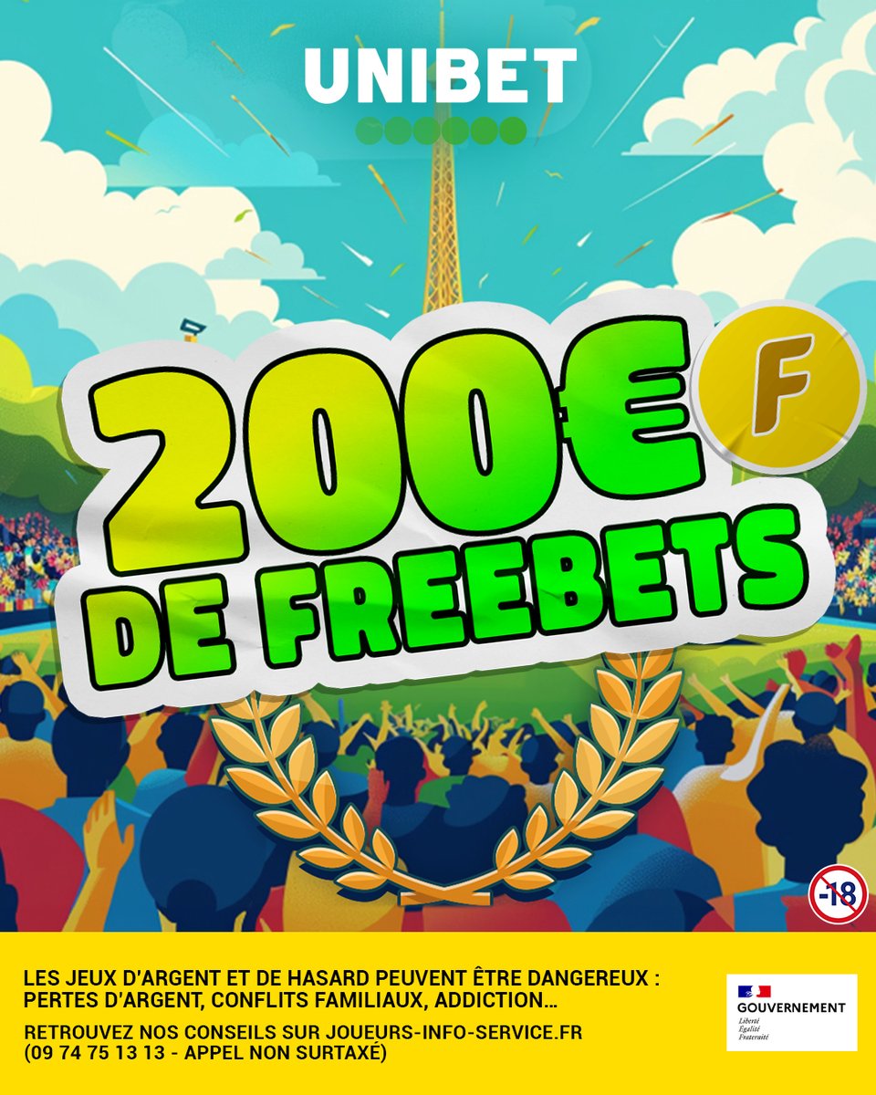 UnibetFrance's tweet photo. 🥇 Grosse journée en vue, ça mérite bien quelques Freebets ! On envoie 10 x 20€ pour l'occasion 💸

👇 RT/Follow + #FreebetUnibet + ton pseudo 
🍀 TAS demain https://t.co/bcCysIm5zG