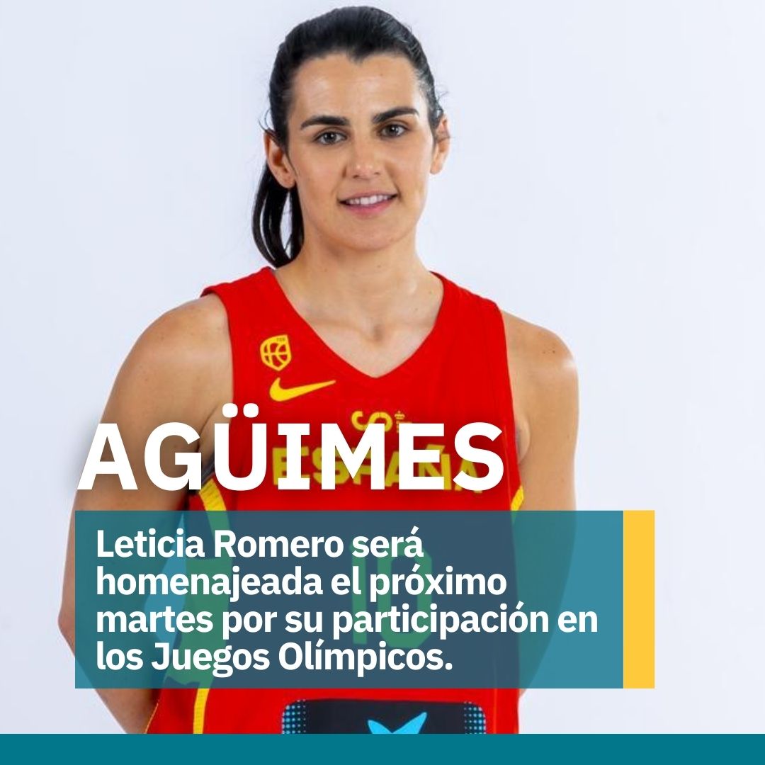 AytodeAguimes's tweet photo. 🇪🇸 La baloncestista Leticia Romero será homenajeada la próxima semana en Agüimes, su municipio natal, por su nueva participación en unos Juegos Olímpicos. #Agüimes #Orgullososdelosnuestros #Baloncesto #Deportes #Olimpiadas

➕ info en https://t.co/2GFpuZ6Y4A https://t.co/0KUd4k7IwR