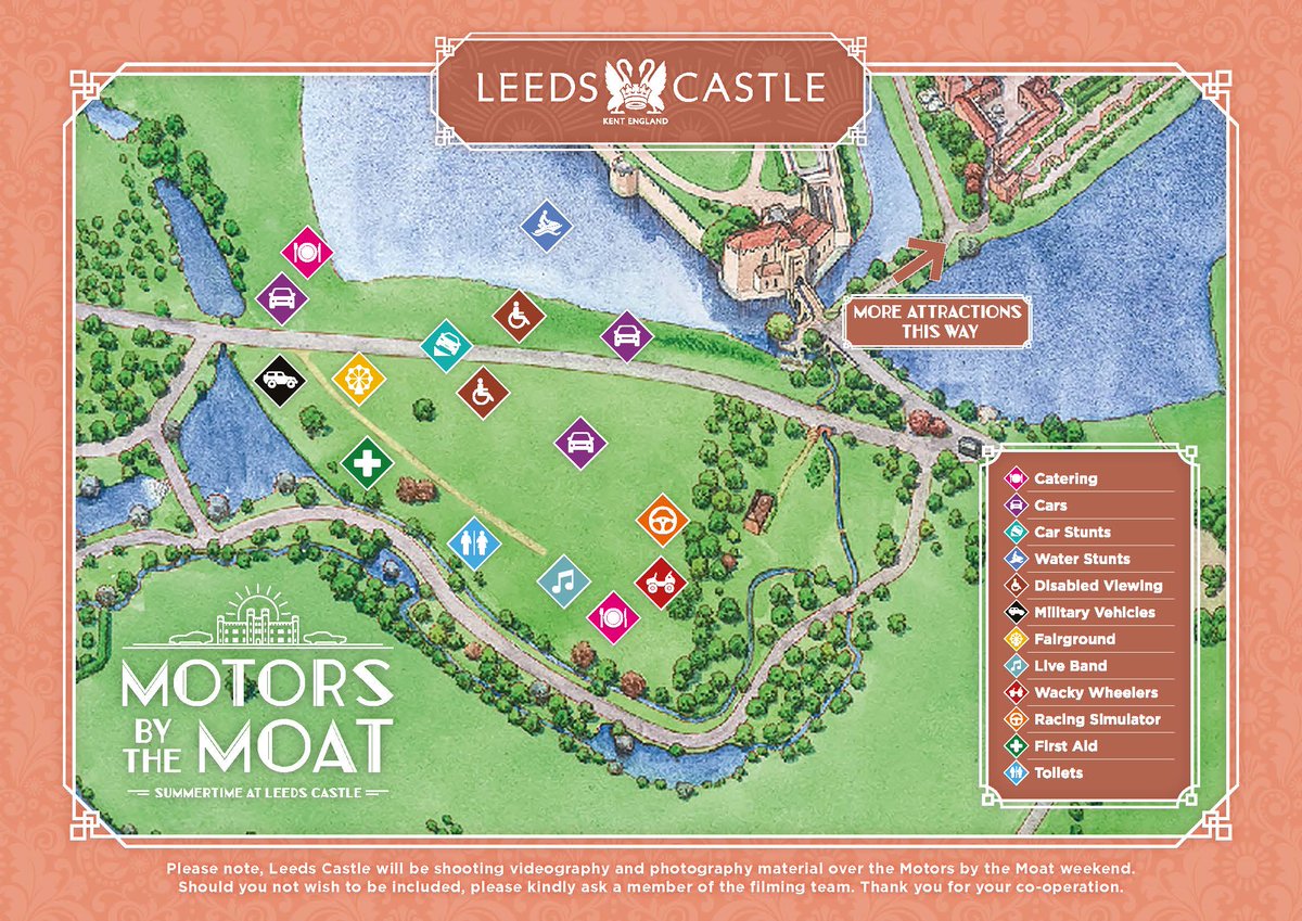 leedscastleuk's tweet photo. Are you coming to our Motors by the Moat event this weekend? 

Here's our timetable &amp; event map. Make sure to screenshot or save it before you get here!

See you  there!🚗 

#LeedsCastle #MotorsbytheMoat #CarShow #EventInformation https://t.co/C3QADXmVi8