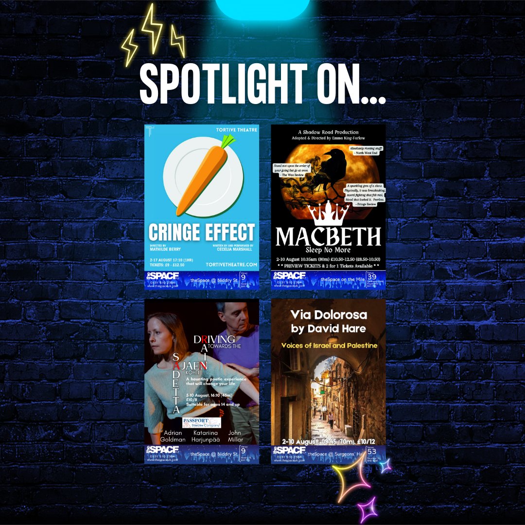 💙✨ Happy Friday! Want to see some great #theatre? 🤔Check out these incredible shows, only #thespaceuk venues! ✨ 💙 #edfringe