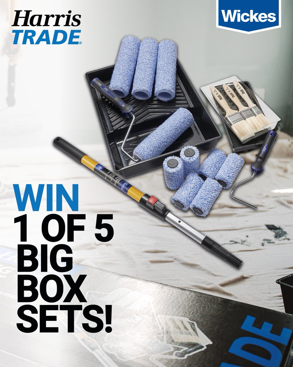 This 19-piece paint brush and roller set contains all of your decorating essentials in one box, for a top-quality job fast!

To enter:
1. Follow @wickes and @harris_trade
2. Like this post
3. Tag someone who would love this prize
Good luck! 🍀
#Wickes #Giveaway #Paint #Painting