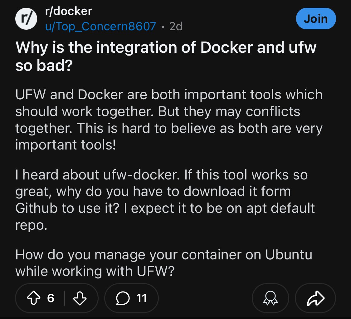 antranigv's tweet image. “Why are two solutions that are built by two different groups of people not integrated together properly “

And this, kids, is why we use complete operating systems in our infrastructure. 

#Docker #FreeBSD #illumos #BSD #Unix #Ubuntu #RUNBSD