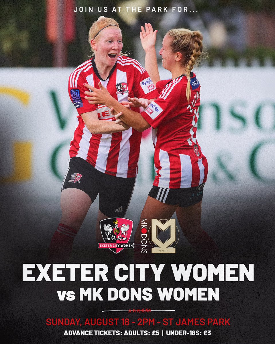 🤩 Matchday Mascots

🤝 For a chance to walk out with the team for the <a href="/FAWNL/">FA Women's National League</a> opener next Sunday at St James Park, retweet this post

🗳 Winners will be drawn on Monday, with two complimentary tickets to accompany each mascot

🎟 exetercityfc.co.uk/womenticketssjp

#ECFC