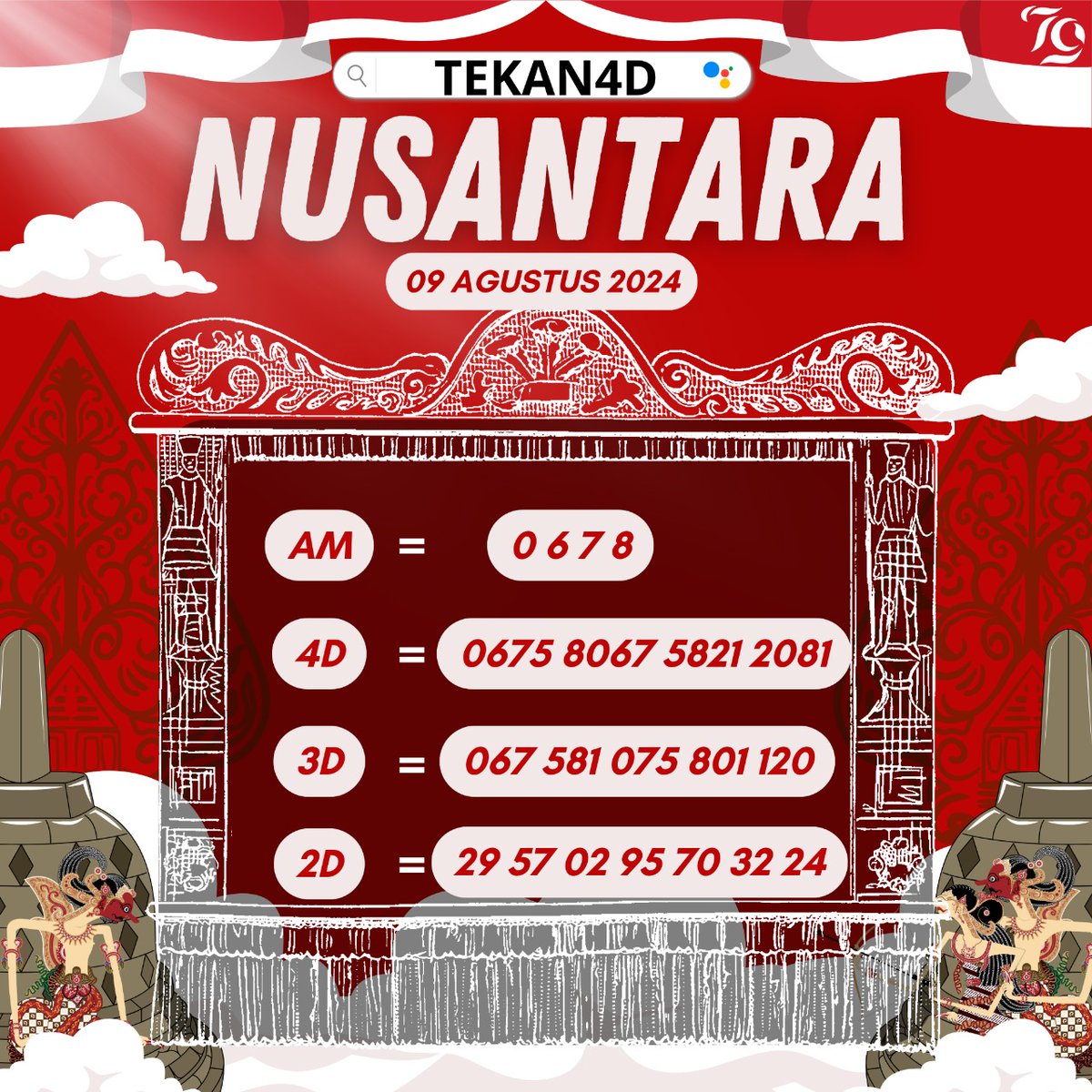 Tekan4dOfficial's tweet photo. NOMOR NUSANTARA | 09 AGUSTUS 2024
TETAP PAKAI ANGKA SENDIRI JIKA ANDA RAGU
SEMANGAT PENGEJAR JP https://t.co/obIFk3DjGS
