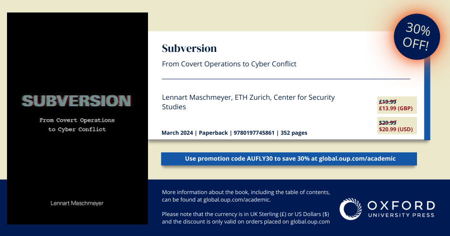 My book Subversion is currently 30% off with an OUP summer discount, so if you were thinking of getting it at some stage this is it!