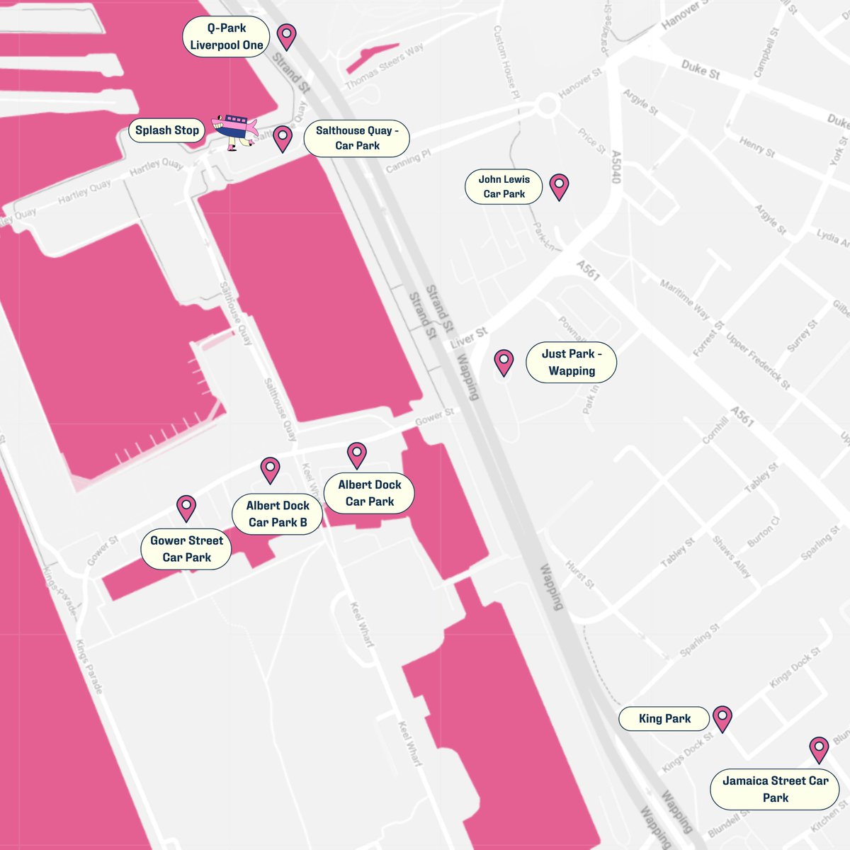 Take a look at this map that we've created to help you find places to park nearby to the Splash Tours meeting point, the 'Splash Stop!'

Be sure to book your tour this summer. 

Book today: splashtours.co/liverpool-spla…

#SplashToursLiverpool