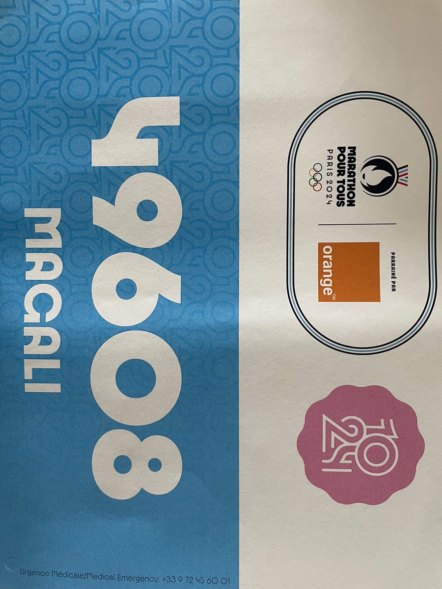 Encore une fois organisation impeccable pour récupérer mon dossard du Marathon pour tous 👍👏<a href="/Paris2024/">Paris 2024</a> <a href="/romainlachens/">Romain Lachens</a> Super fluide Volontaires très sympas Quel bonheur ces JO et Merci au partenaire <a href="/orange/">Orange</a> <a href="/Stephtardivel/">Stéphane Tardivel</a>