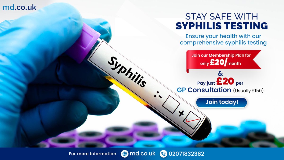 jjasminescott's tweet image. Stay safe with our #SyphilisTesting. Join our membership for £20/month &amp;amp; pay just £20 per #GPconsultation at bit.ly/3WFZrh3