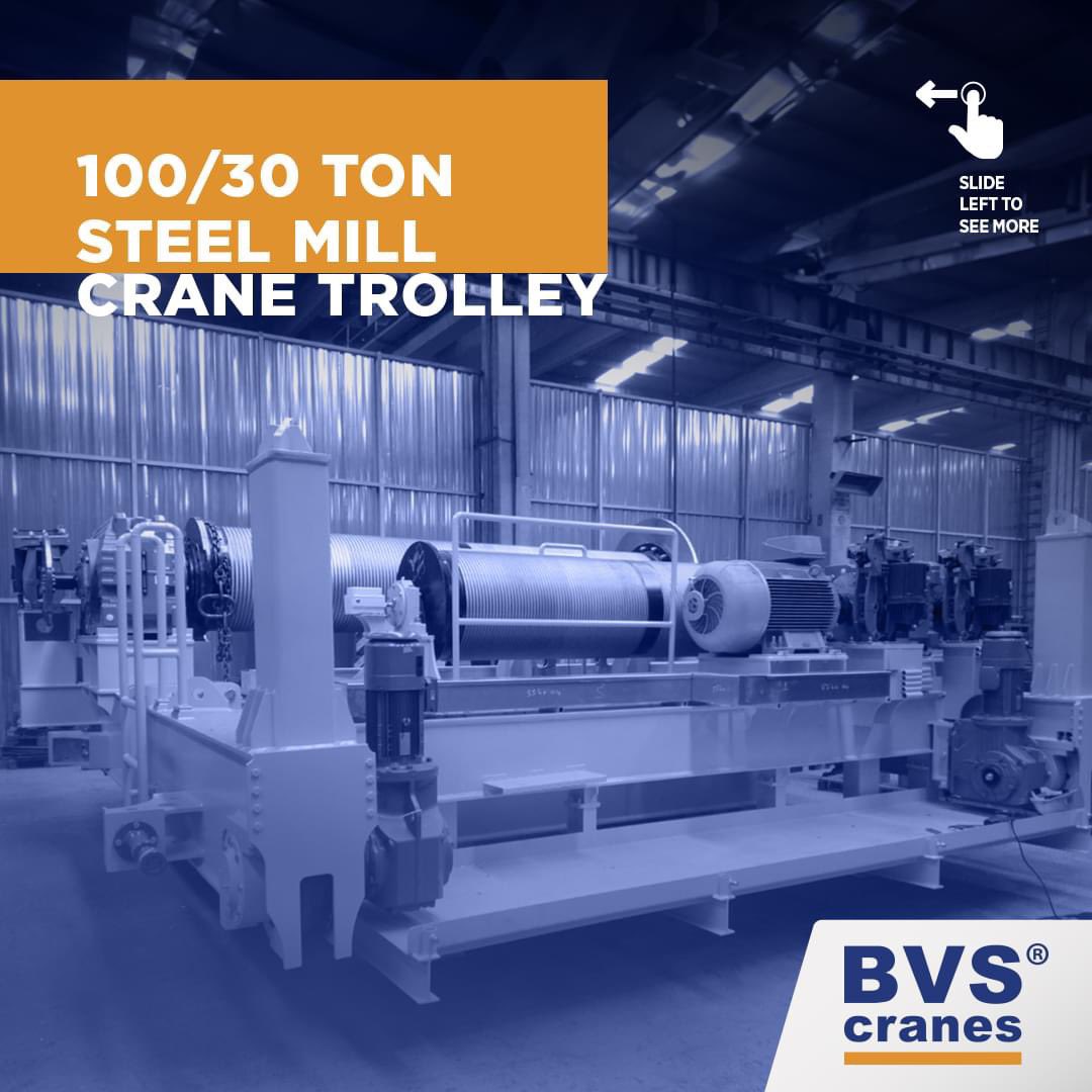 bvscrane's tweet photo. 100/30 Ton Steel Mill Crane Trolley
Lifting Height: 28 m. and 30 m.
Stationary Operator Cabin
Hydraulic Bumbers
Radar anticollision sensors provide extreme safety
All rotating Mechanisms are equipped with automatic greasing system

#BVSCranes #processcrane #chargingcrane https://t.co/UylQ0yQ7Jx