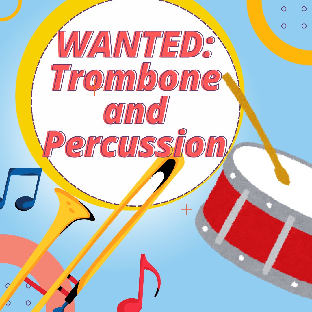 Join us to play our 2024-25 season! We seek percussion players who are skilled in pitched and/or non-pitched percussion, and who have band or orchestral experience. We're also recruiting experienced bass and tenor trombone players. Please contact president@rockvillebrassband.org.