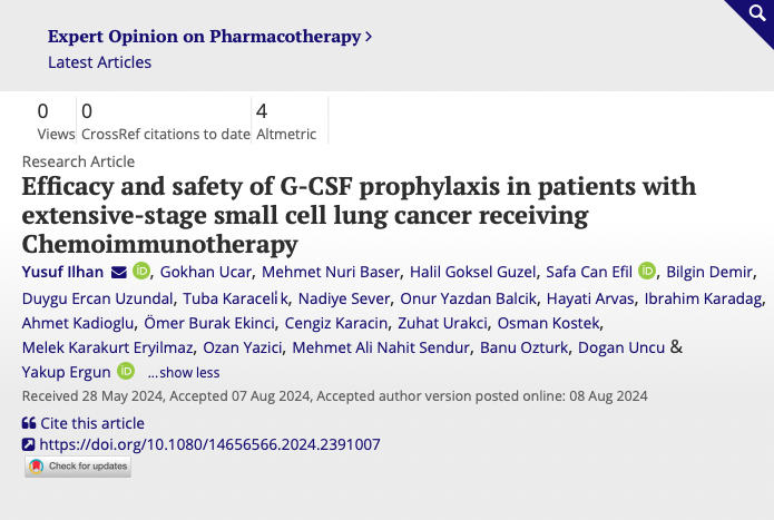 OncoAlert (@oncoalert) on Twitter photo "Efficacy and safety of G-CSF prophylaxis in patients with extensive-stage small cell lung cancer receiving Chemoimmunotherapy" by our #OncoAlertAF 🚨Colleague <a href="/dr_yakupergun/">Yakup Ergün</a> 🇹🇷
This retrospective, multicenter study evaluated the efficacy and safety of G-CSF prophylaxis in "Efficacy and safety of G-CSF prophylaxis in patients with extensive-stage small cell lung cancer receiving Chemoimmunotherapy" by our #OncoAlertAF 🚨Colleague <a href="/dr_yakupergun/">Yakup Ergün</a> 🇹🇷
This retrospective, multicenter study evaluated the efficacy and safety of G-CSF prophylaxis in