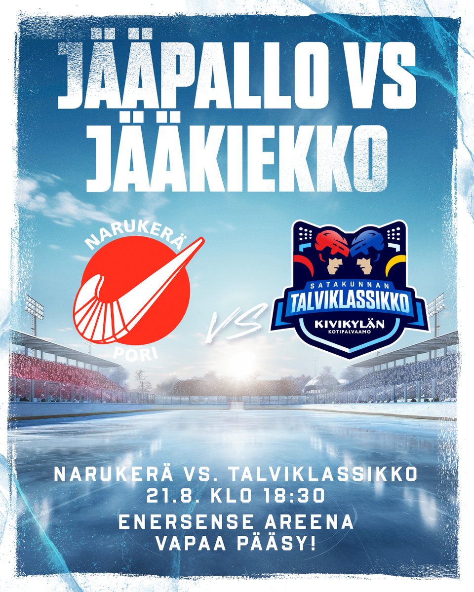 PorinAssat's tweet photo. Jääpallo 🆚 Jääkiekko

Kaksinkertainen jääpallon Suomen mestari Porin Narukerä haastaa Ässien ja Lukon joukkueista kootun Talviklassikko-joukkueen jääpallo- / jääkiekko-otteluun!

👉https://t.co/m171a8GenJ https://t.co/qvo7NdJtg5