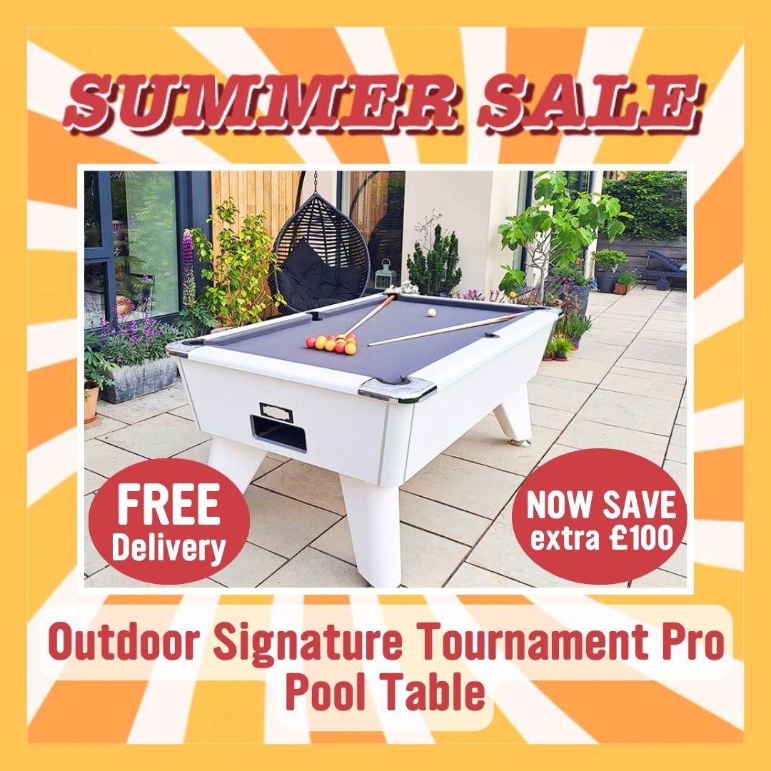 HomeLeisure's tweet image. ☀️ Summer isn't over yet! Get an outdoor pool table and rack up the fun! 🎱

We've added 2 new tables to our summer sale, in stock and ready for delivery with an extra £100 off! 🚚💸

Shop Now 👉buff.ly/4bP74rc 

#OutdoorFun #PoolTable #SummerSale #HomeLeisureDirect
