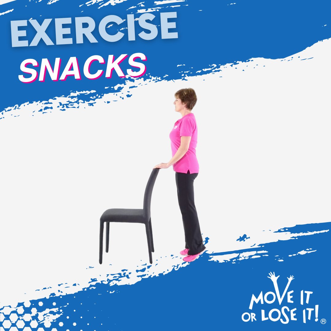 moveitorloseit1's tweet image. #Exercisesnacking makes exercise more accessible, especially for #olderadults who struggle to find the time to exercise, have low motivation or aren&apos;t able to do longer workouts. Click here for our #heelraise video   tutorial &amp;amp; try your new snack today: youtu.be/J6HGXUS7IYI?si…