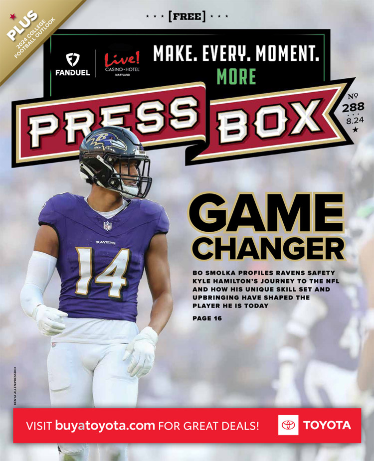 A new issue of PressBox is here, featuring a look at Ravens safety Kyle Hamilton's journey to the NFL, plus Orioles, college football and more. Pick up a copy while you're out or read it all online here: tinyurl.com/mwjtcsk9