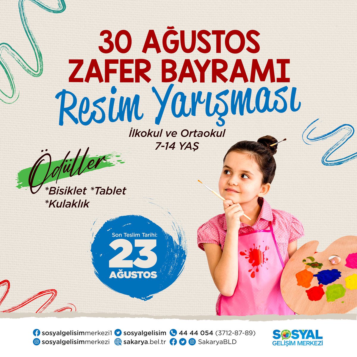 Öğrencilerimiz, 30 Ağustos Zafer Bayramı'nda büyük zaferi sanatlarıyla ifade edecek🤩🎨

Başvurular 8-13 Ağustos, eserler ise 23 Ağustos’a kadar teslim edilmeli. 

Yaratıcılığınızı bekliyoruz! 🌟

Detaylar ve başvuru için: 444 40 54 (Dahili 3712/3787/3783)