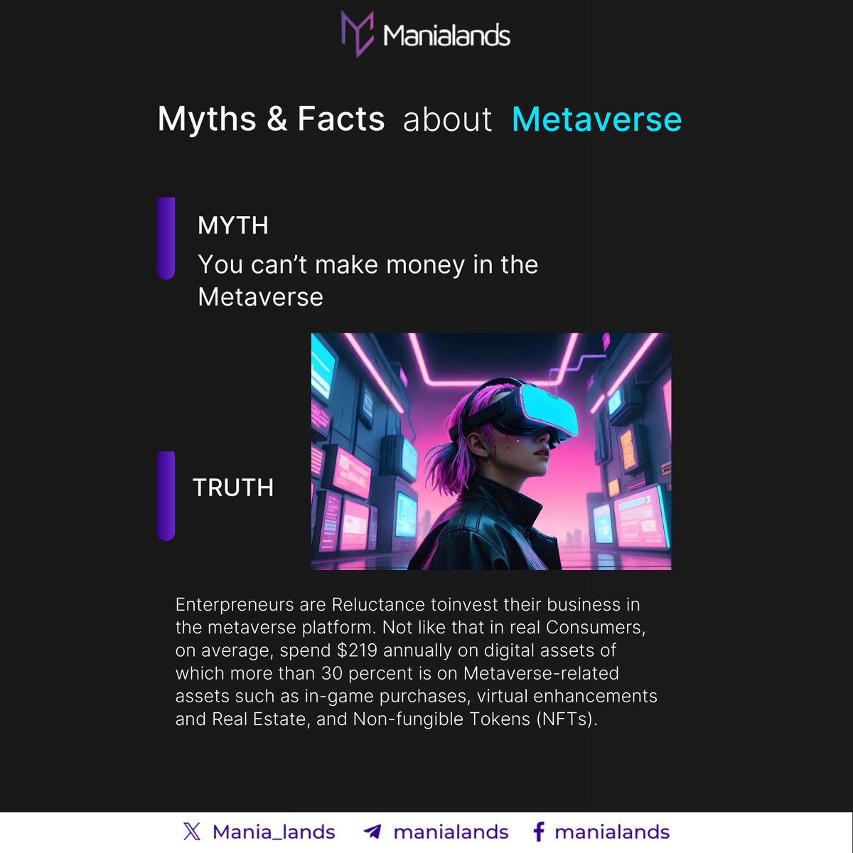 Mania_lands's tweet photo. 💸 Myth Busted: You Can Make Money in the Metaverse! 🌐

Think the metaverse is just for gaming and socializing? Think again!

 The truth is, the metaverse is packed with opportunities to earn—from trading NFTs to virtual real estate and beyond. 🚀💰

Explore how MANIALANDS turning people's passions into profits in the digital world.

 #MetaverseMoney #VirtualWealth #NFTs #DigitalEconomy #TechSavvy
