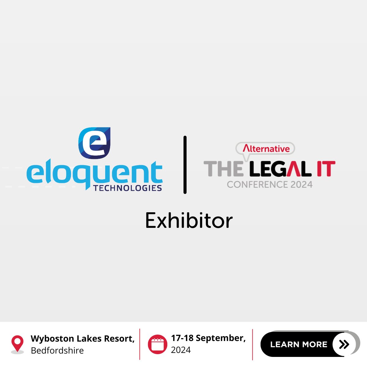 Get ready for the 2024 Alternative Legal IT Conference, happening soon! Join us on September 17th and 18th at the Wyboston Lakes Resort in Bedfordshire. 

We'll be at stand 3 in the Olive Suite, so feel free to come along and meet some of the team!

#LegalIT2024 #lawtech