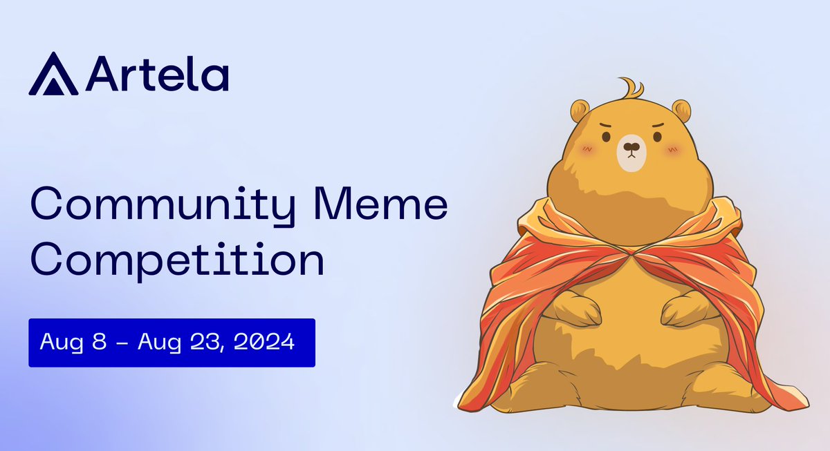 🚀 Community Meme Competition is live! 🚀

🗓️ When: Aug 8 - Aug 23, 2024
🎨 What: Use Capila’s image to create and share your best memes. Post these memes on twitter and tag <a href="/Artela_Network/">Artela</a> and use the hashtag #capila
🏆 Top 40: Win NFT whitelist spots!
📅 Winner Announcement: