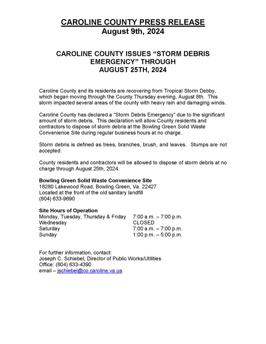 Caroline VA (@carolinegov) on Twitter photo 