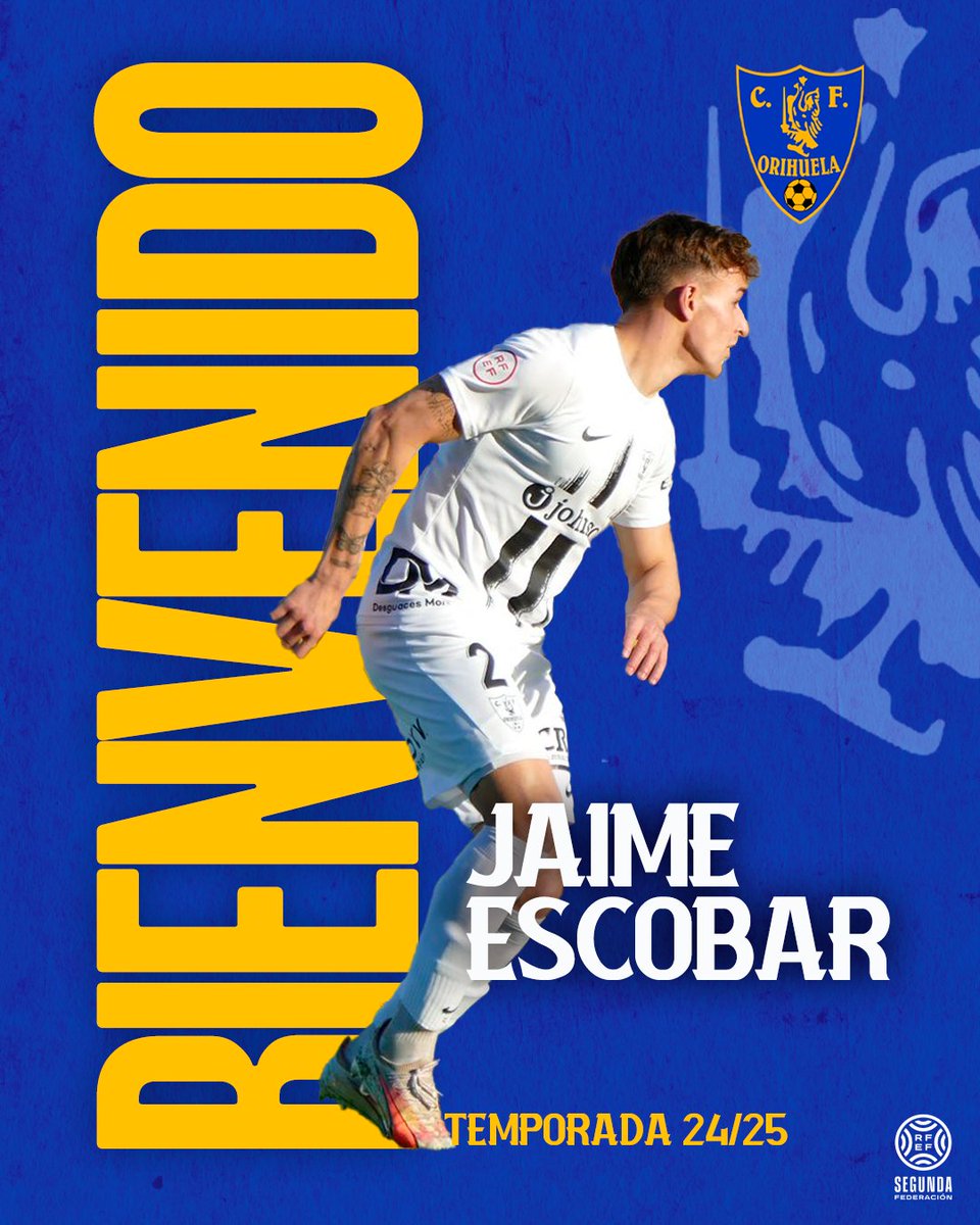 💛𝑱𝒂𝒊𝒎𝒆 𝑬𝒔𝒄𝒐𝒃𝒂𝒓 𝒚 𝑶𝒓𝒊𝒉𝒖𝒆𝒍𝒂 𝑪𝑭, juntos para la temporada 24/25💙 

Jaime vuelve al Orihuela CF cedido desde el <a href="/realmurciacfsad/">Real Murcia CF</a>.  

¡Bienvenido de nuevo Jaime! 👋

orihuelaclubdefutbol.com/jaime-escobar-…

#VamosEscorpiones 🦂