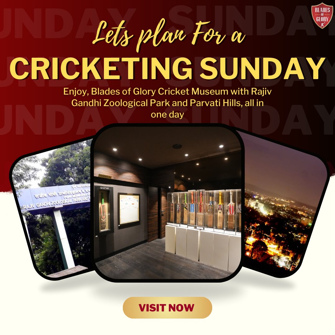 BladesOf_Glory's tweet image. 🏏 *Cricket Lovers, This Sunday is for You!* 🌟

Dive into the world of legends at the Blades of Glory Cricket Museum and explore Pune’s best spots in one epic day.

Don’t miss out—Plan Now! 🎟️
.
.
.
.
#CricketFans #MuseumTour #ExplorePune #WeekendVibes #SportsHistory