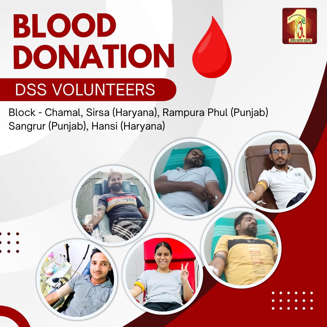 DSSNewsUpdates's tweet photo. #BloodDonation is a profound way to embody the spirit of selflessness and compassion for humanity. ​Dera Sacha Sauda volunteers, following the teachings of Revered Saint MSG Insan, have made a significant impact by donating blood to patients in need.​ While everyone naturally lives for their loved ones, true humanity lies in extending that love and care to others as well, especially in their times of hardship. By helping those in need, we not only contribute to saving lives but also foster a sense of community and responsibility towards one another. Let us unite in this noble cause and make a difference together! #SaintMSG #GurmeetRamRahim #DeraSachaSauda #SavingLives #BloodDonors