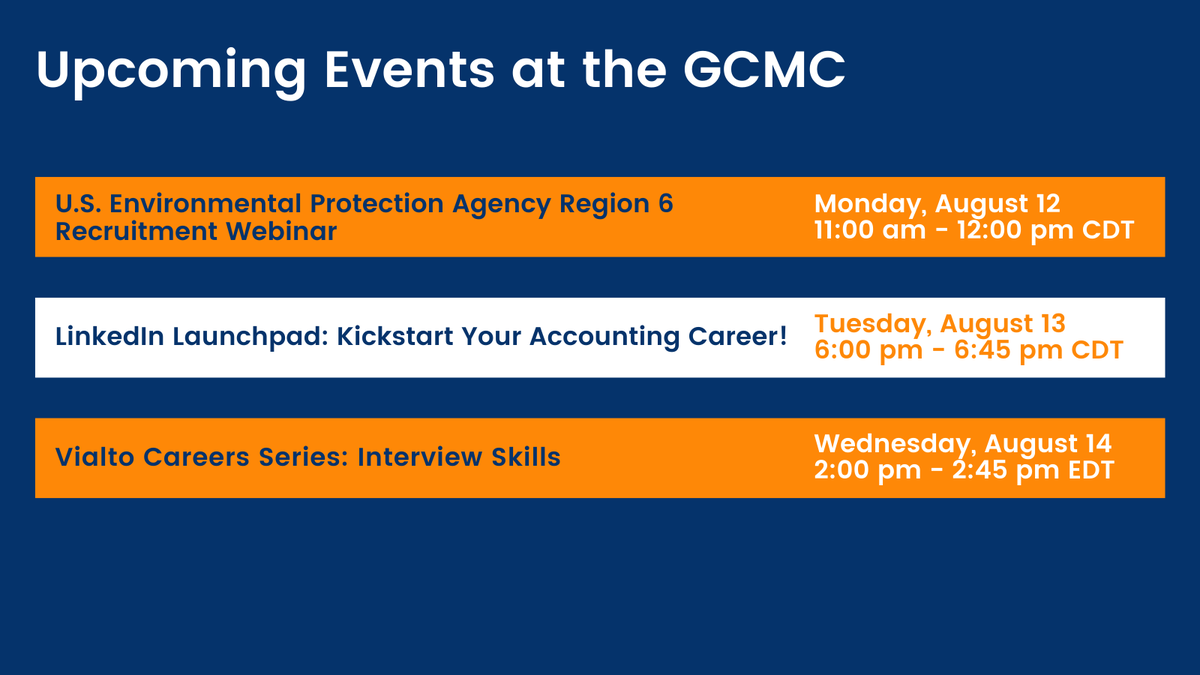 ZicklinGCMC's tweet photo. Are you hoping to start a career in accounting or in environmental protection? Then you won't want to miss out on these events taking place next week! Log into Handshake to learn more and register: https://t.co/jzJaOmLAfe
#BaruchCollege #BeBaruch #ZicklinPride #EventsAtTheGCMC https://t.co/J8BvYolAvG
