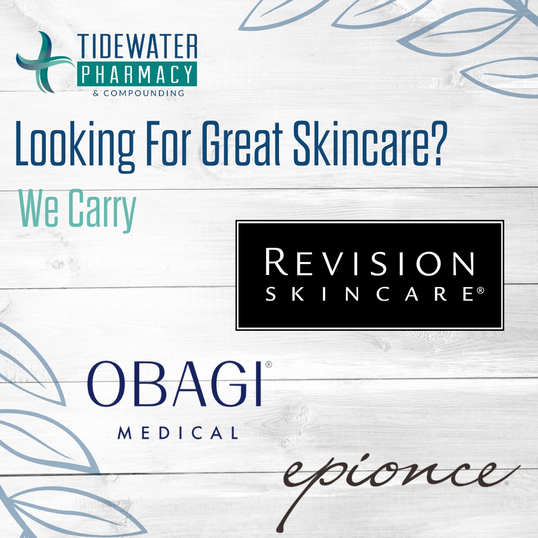 Discover your best skin yet! We offer a curated selection of top skincare brands including Revision, Obagi, and Epionce in store!

#SkincareRoutine #HealthySkin #RevisionSkincare #ObagiMedical #Epionce #BeautyCare #SkincareLovers #TidewaterPharmacy