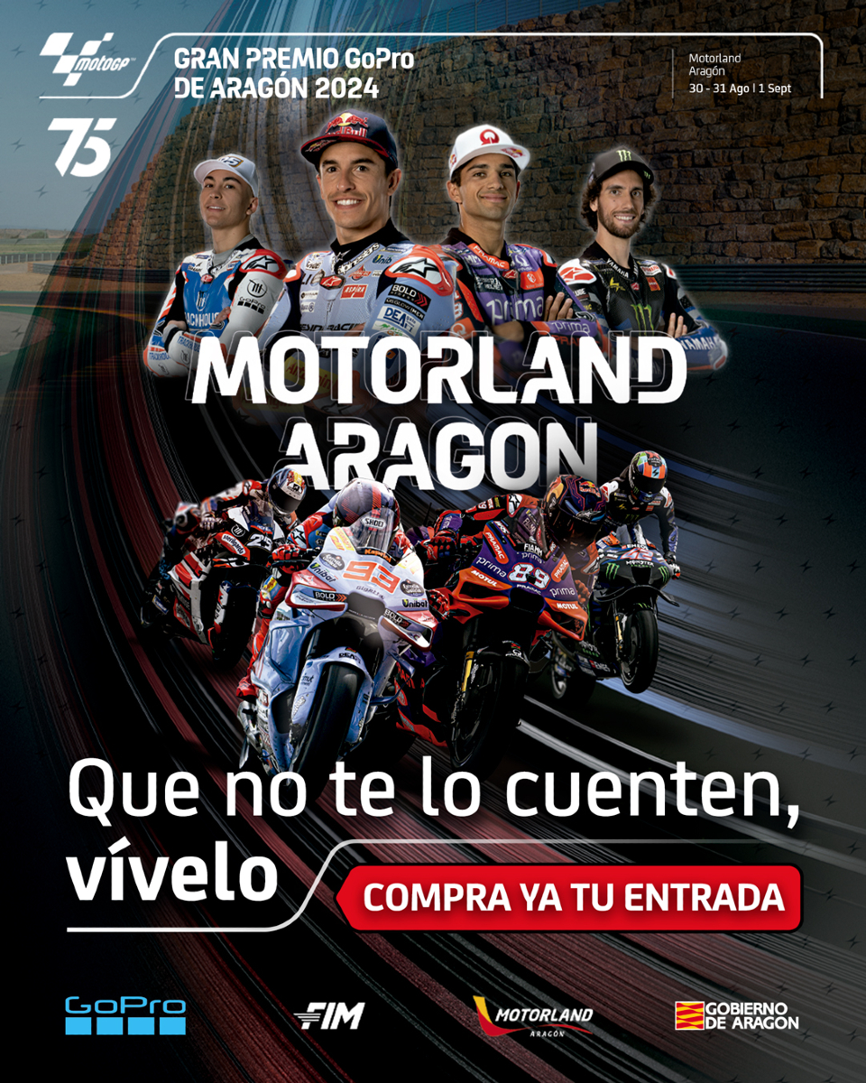 GobAragon's tweet photo. ‼️🔈SORTEO. 1 entrada doble para MotoGP Aragón.

1️⃣ Sigue a @GobAragon y @AragonMotorLand
2️⃣ Repostea la publicación
3️⃣ Menciona a tu acompañante

🗓️Antes del 12/08 a las 10:00h.

🎟️🏁El ganador se anunciará en las 4h siguientes al sorteo.

➕Bases legales https://t.co/lYWHIDLX6d https://t.co/z4MAVwO0Nh