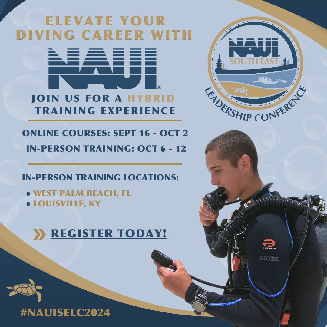 NAUIWorldwide's tweet photo. 🚨 1 Week Left! 🚨 Register for the NAUI South East Leadership Conference before the deadline on August 16th, 2024. Don’t miss this chance to advance your diving career! 🌊
Tap the link to register: https://t.co/tYRdoDdPXN
#NAUISELC2024 #DiveNAUI #NAUIWorldwide https://t.co/luu5tjbR6m
