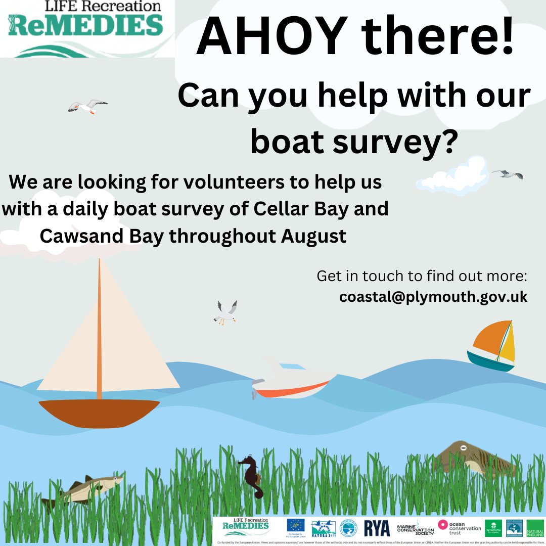 Cornwall Climate Care (@climatecornwall) on Twitter photo 🌟 Volunteers needed for Cawsand ReMEDIES boat survey 🌟
All of the information, instructions, rota and data recording sheets can be found on the live document link:
drive.google.com/drive/folders/…
Contact coastal@plymouth.gov.uk with any questions 😊 🌟 Volunteers needed for Cawsand ReMEDIES boat survey 🌟
All of the information, instructions, rota and data recording sheets can be found on the live document link:
drive.google.com/drive/folders/…
Contact coastal@plymouth.gov.uk with any questions 😊