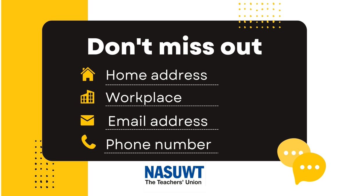 If you're moving to a new workplace for the next academic year or have changed any of your contact details please let us know so you don't miss out on important updates: nasuwt.org.uk/contact-us/upd…