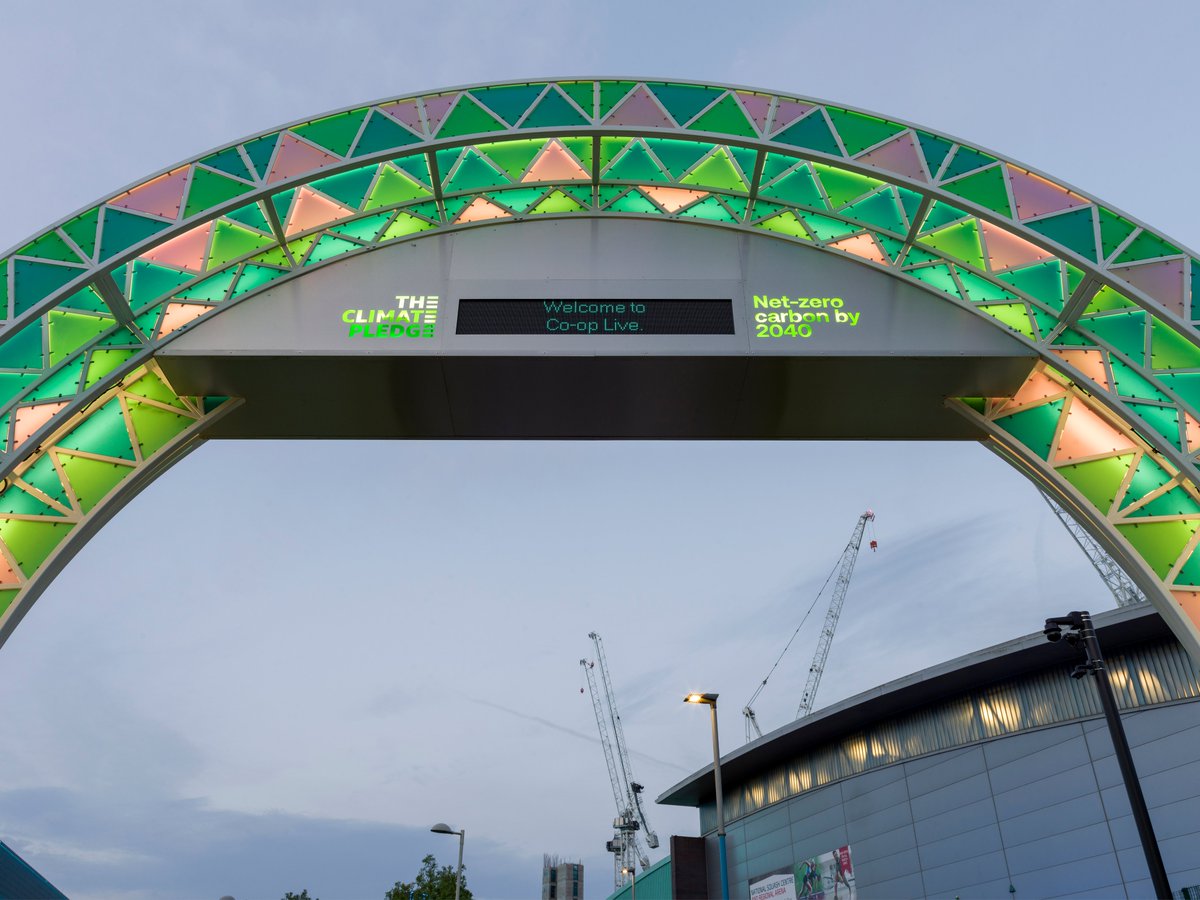NEWSUBSTANCE's tweet photo. We fabricated an 11-piece public art trail for @thecooplive arena's new walking route🛠️

The largest installation, an 8-metre tall light arch, welcomes visitors, counting those that pass through and displaying above in showcase of the effort made to travel sustainably🌏 https://t.co/NQagqgVvRJ
