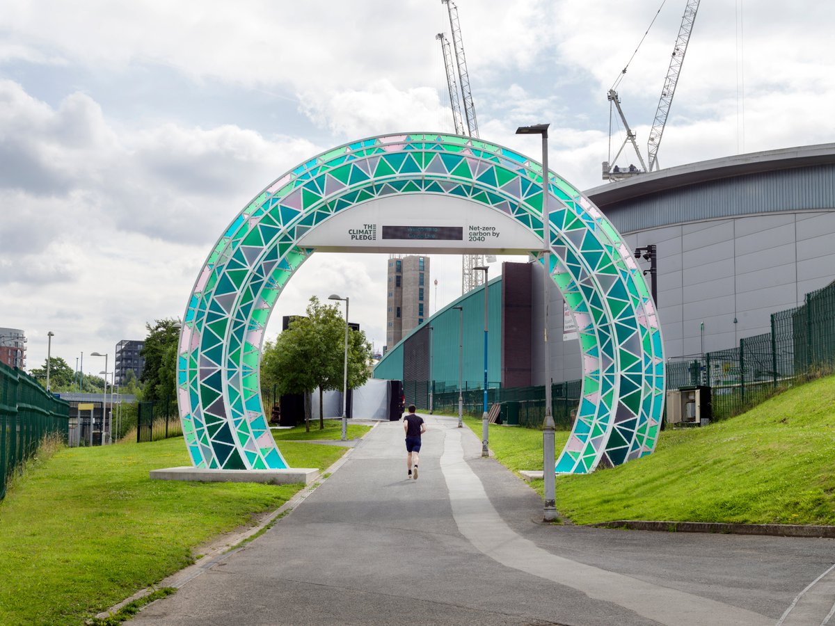 NEWSUBSTANCE's tweet photo. We fabricated an 11-piece public art trail for @thecooplive arena's new walking route🛠️

The largest installation, an 8-metre tall light arch, welcomes visitors, counting those that pass through and displaying above in showcase of the effort made to travel sustainably🌏 https://t.co/NQagqgVvRJ