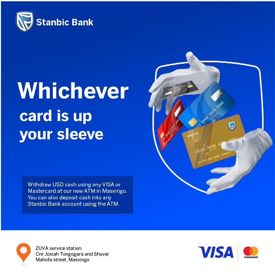 StanbicBankZW's tweet photo. Vana Wezhira! Tisvikewo! Banking just got easy. Withdraw cash using any Visa or Mastercard, and deposit cash at our new Stanbic ATM.
#BlueBank #ATM #WithdrawCash #DepositCash https://t.co/6Sx2KY956k