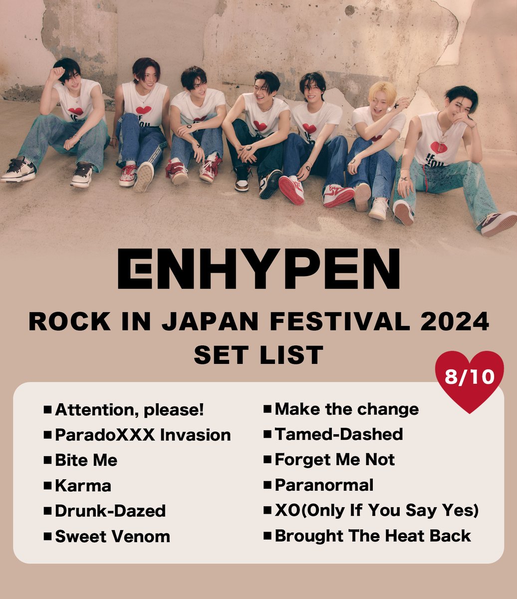 ◤ ◥ ROCK IN JAPAN FESTIVAL 2024 #ENHYPEN セットリスト公開