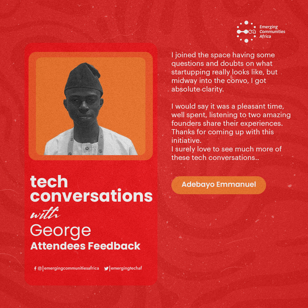 emergingtechAF's tweet photo. Tech Conversations with George was🔥.
See what two of our attendees had to say🤩!
Missed it? Check out the recording⬇️:
https://t.co/PKNrcZaBgv
#TechConversations #TechTwitter https://t.co/LCpXQSnUM8