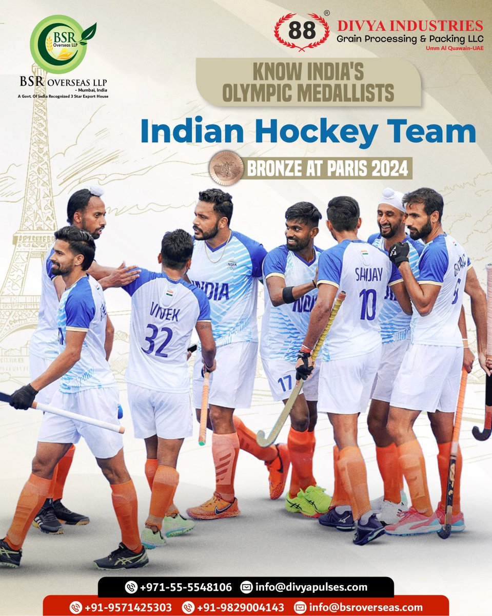 bsroverseasllp's tweet photo. 🏑 Indian Hockey Team - BRONZE AT PARIS 2024! 🥉
Congratulations to the entire team for making the nation proud once again
#HockeyIndia #BronzeMedal #IndianPride #TeamIndia #Olympics2024 #ChampionSpirit #GoIndiaGo #FieldHockey #HockeyChamps #VictoryLap #IndianHockeyTeam https://t.co/jOywvW2Ilt