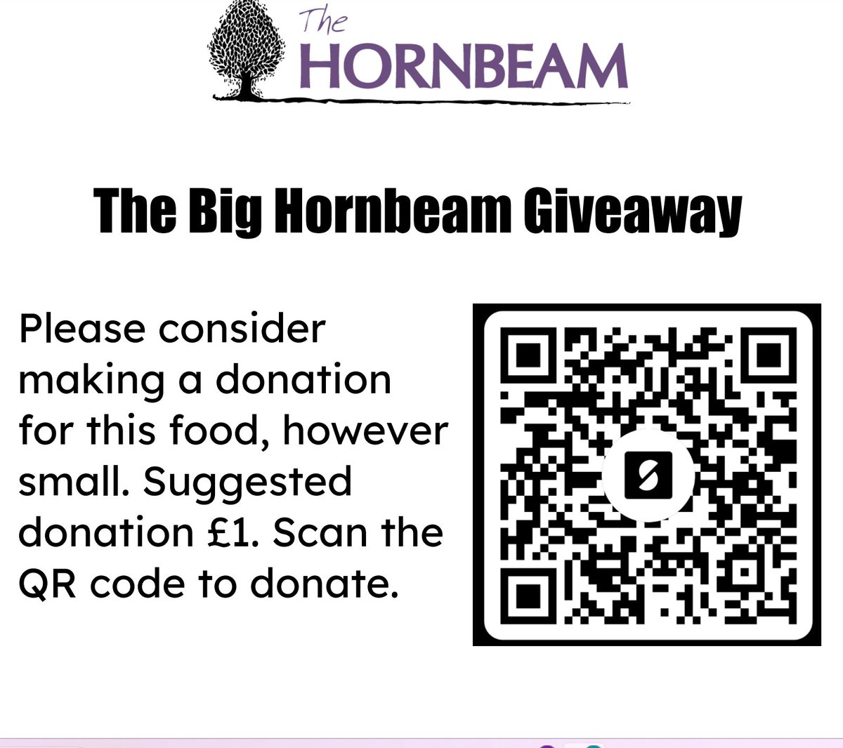Hornbeam Centre&Cafe (@hornbeamcafe) on Twitter photo Roll up, Roll up! We're having a big food giveaway in advance of our cold store renovation. All food must go! Pop by for a coffee and a delicious meal with the <a href="/gleaners_cafe/">The Gleaners</a> and grab a freebie from outside. If you'd like to donate and help with renovations see our QR code. Roll up, Roll up! We're having a big food giveaway in advance of our cold store renovation. All food must go! Pop by for a coffee and a delicious meal with the <a href="/gleaners_cafe/">The Gleaners</a> and grab a freebie from outside. If you'd like to donate and help with renovations see our QR code.