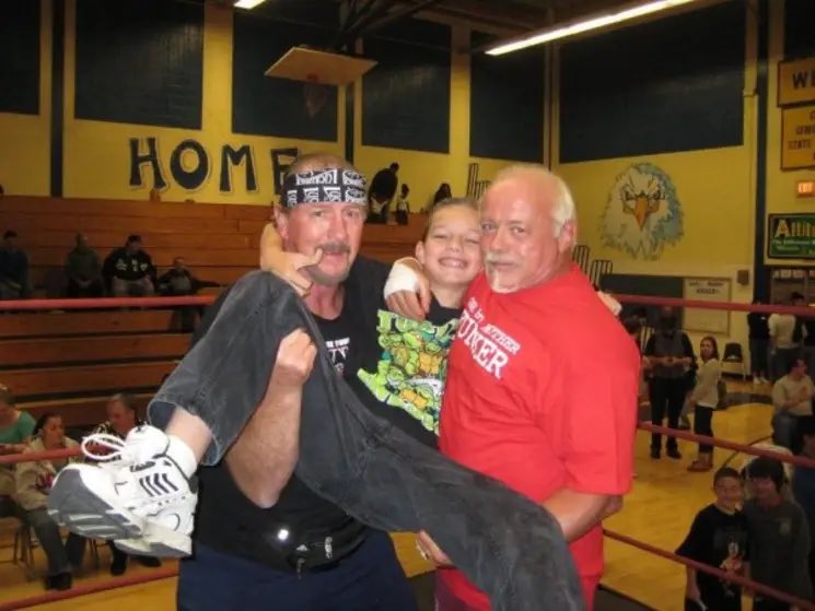 TheBigBangMay6's tweet image. Kevin Sullivan was booked, along with Terry Funk, at a show in North Brunswick, NJ for NWS, where he worked main event. My brother took a pic with both legends.

RIP to the Taskmaster himself &amp;amp; 1 of the reasons behind 83 weeks. #WCW #KevinSullivan