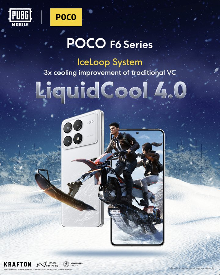 MyMobile_India's tweet image. Unleash your #gaming beast with the #POCOF6Series, powered by LiquidCool 4.0 for a seamless #PUBGMOBILE experience!