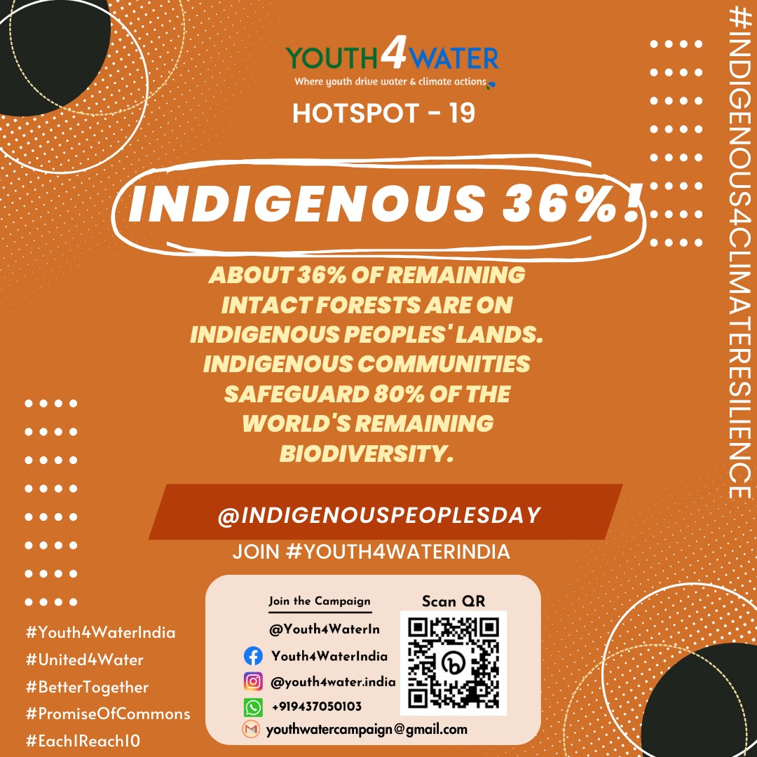 Youth4WaterIn's tweet photo. Some of the best #ClimateResilience models are to be found among #IndigenousCommunities.  Let's work with them to build a better world for all of us.  

#Youth4Water #hotspot #19
#Youth4WaterIndia #IndigenousPeoplesDay
#NaturesClassroom #LivingEarthCitizens
#PromiseOfCommons https://t.co/q1xBZq5C6z