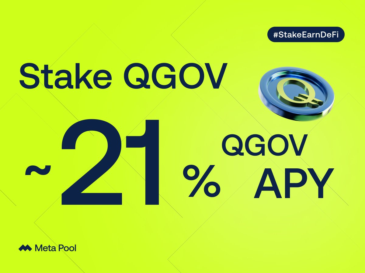 meta_pool's tweet photo. If you have $QGOV from @QBlockchain, you can earn up to 21% APY in staking rewards! 😉
Don't miss out on your chance to earn!
👉 https://t.co/6Q27ZcZMD6
#StakeEarnDeFi #MultichainGovernance https://t.co/vp1S9h5LBw