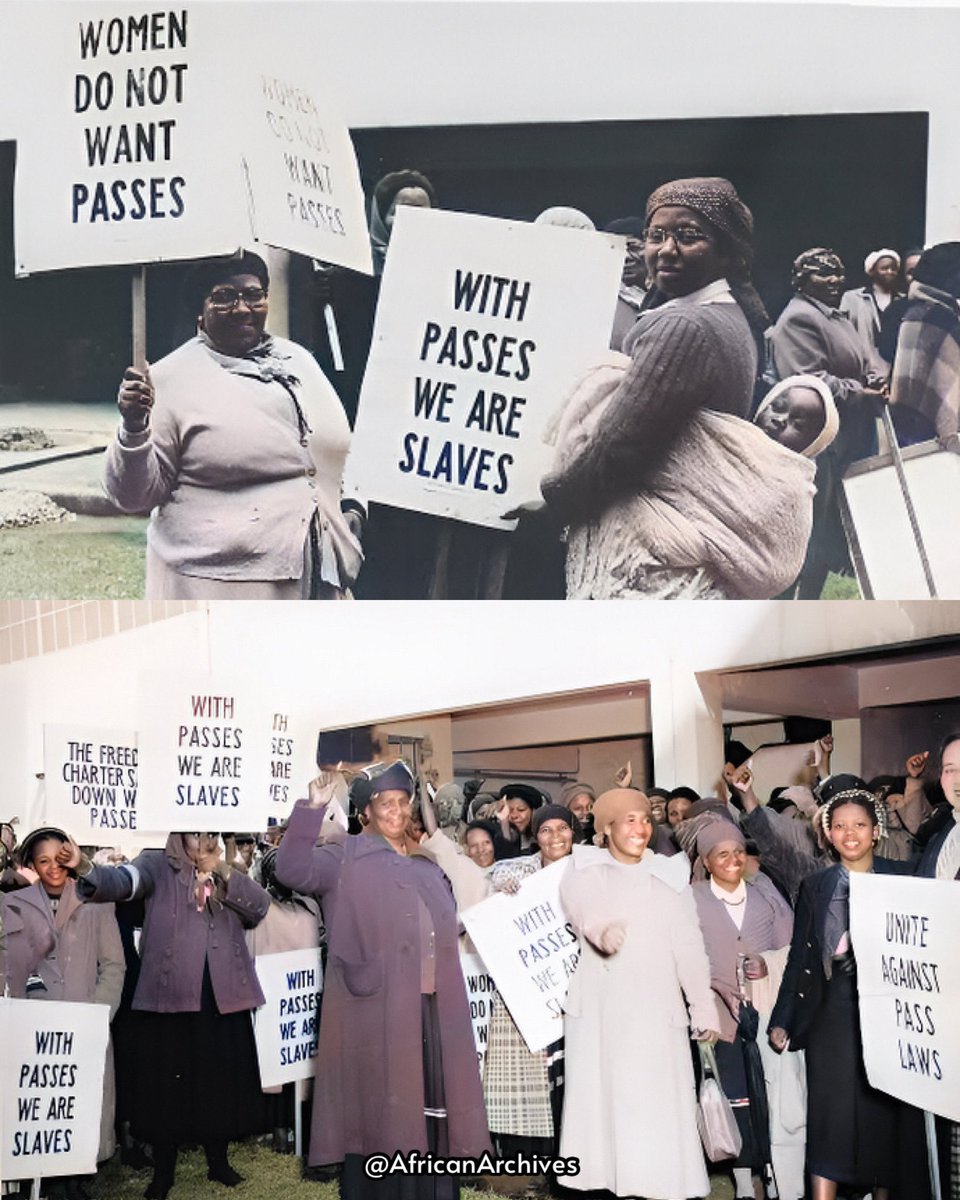 On 9th August 1956, about 20,000 women marched to counter the Pass Laws of  apartheid era in South Africa.

It required women defined as "black" under The Population Registration Act to carry an internal passport (pass) that served to segregate.

—South Africa’s National Women's